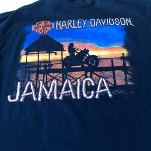 Jamaica Harley Davidson Tiki Letter Sunset Graphic